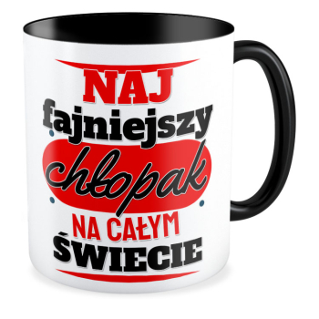 kubek NAJFAJNIEJSZY CHŁOPAK NA CAŁYM ŚWIECIE czarny